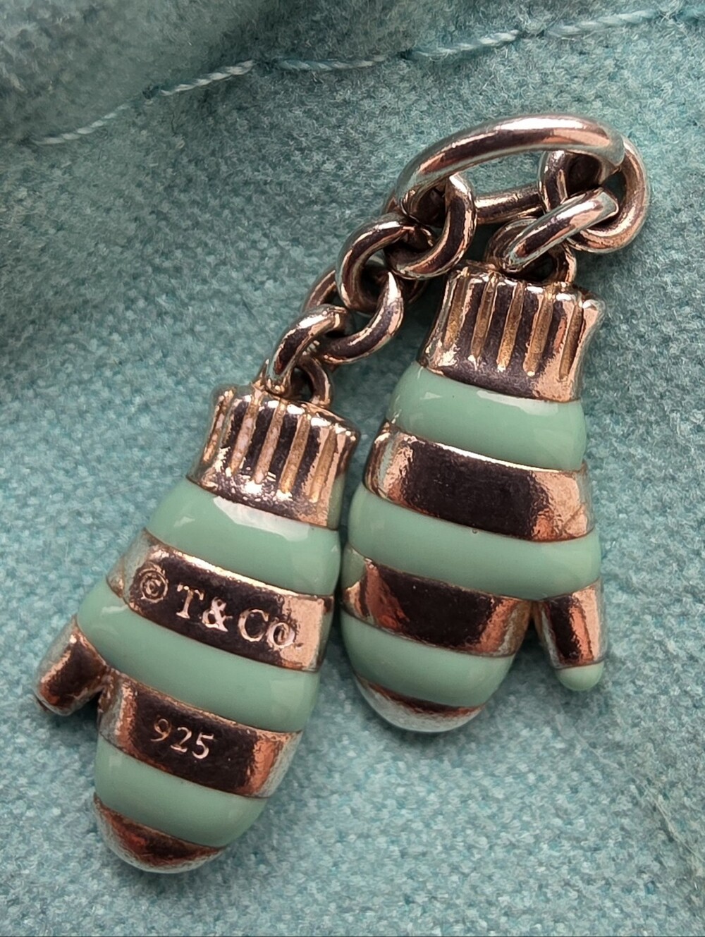 Tiffany & Co. Blue Enamel Mittens Charm